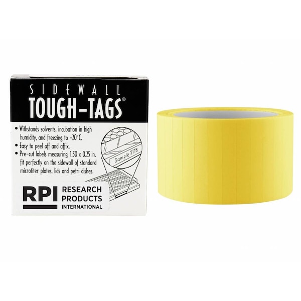 Tough-Tags, Sidewall, Laser, 0.25x1.5, Yellow, 3120/pk, 3120PK